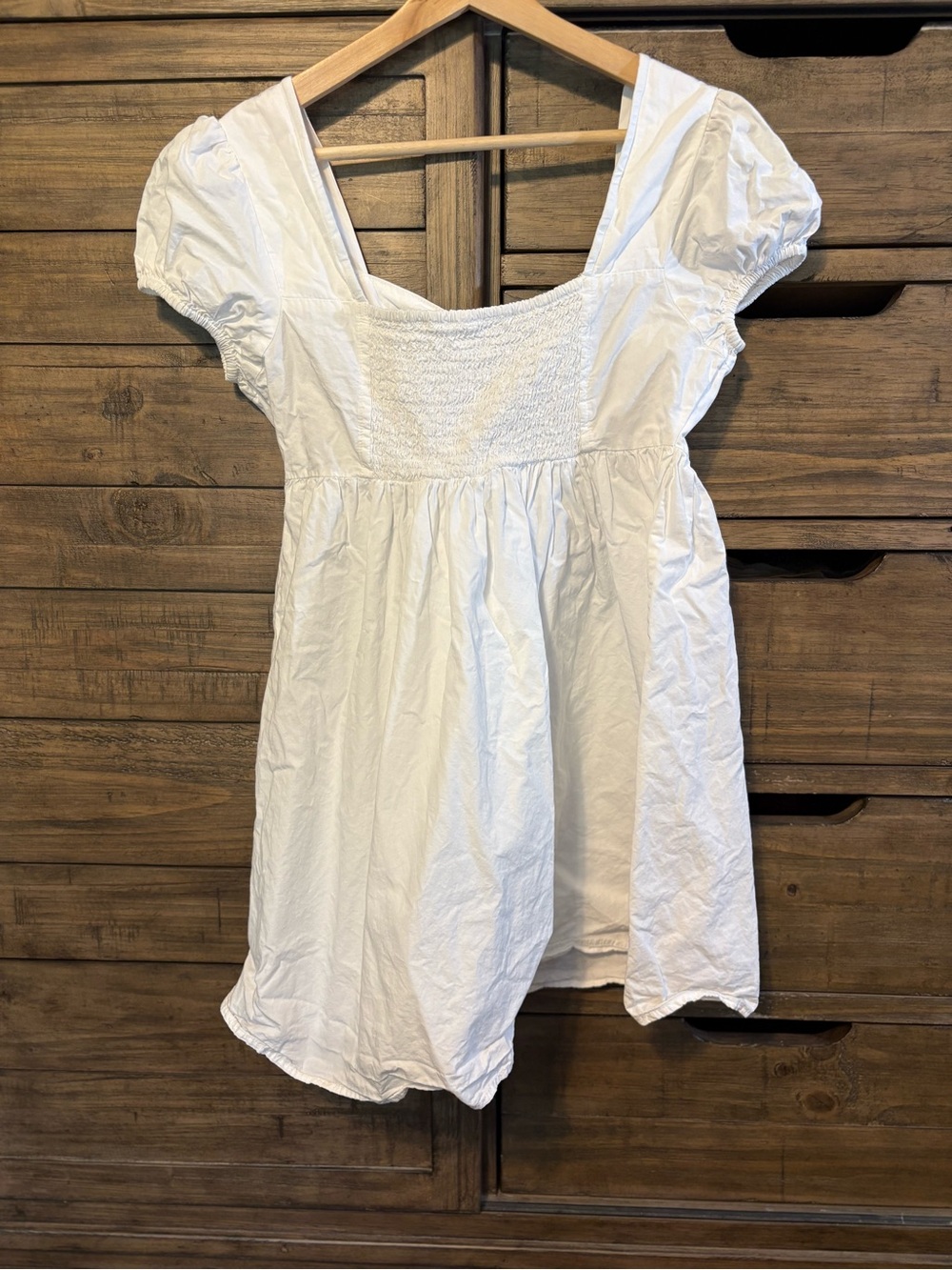 Planet Gold White Babydoll Mini Puff Sleeve Cottagecore Milkmaid Cotton Dress L - Picture 4 of 5